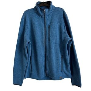L.L. Bean Heathered Blue Full-Zip Fleece Jacket with Zipper Pockets